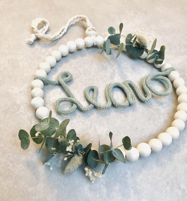Personalisierter Perlenkranz Eukalyptus